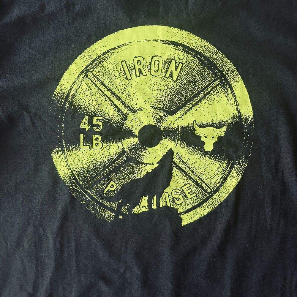 Under Armour Project Rock Night Crew Graphic Print Black T-Shirt Men's Medium - Picture 10 of 10
